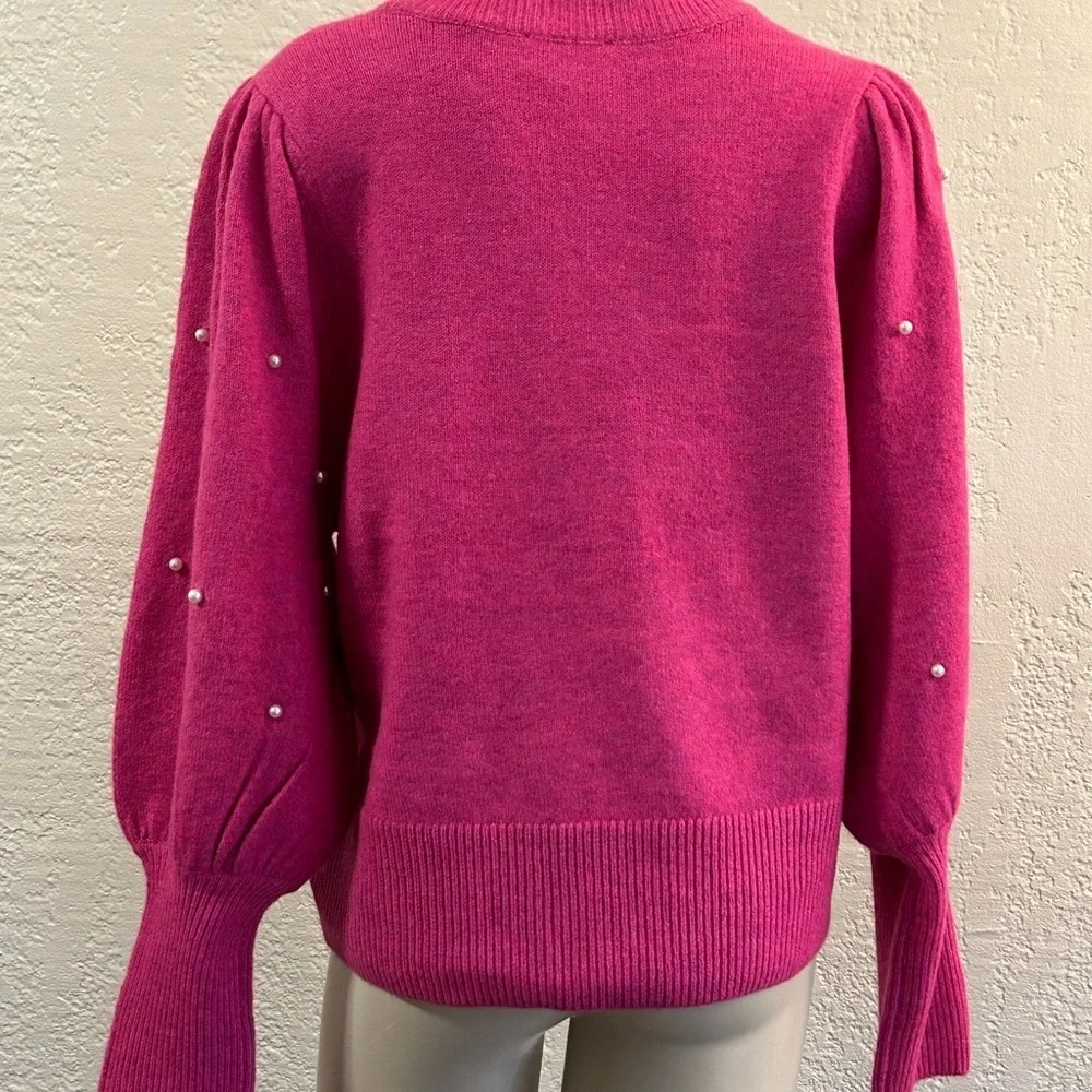 CECE MED Barbie pink puffs pearls  beaded sleeves NWT